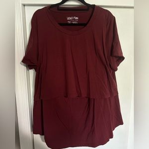 Red Short Sleeve Nursing Plus Size Shirt